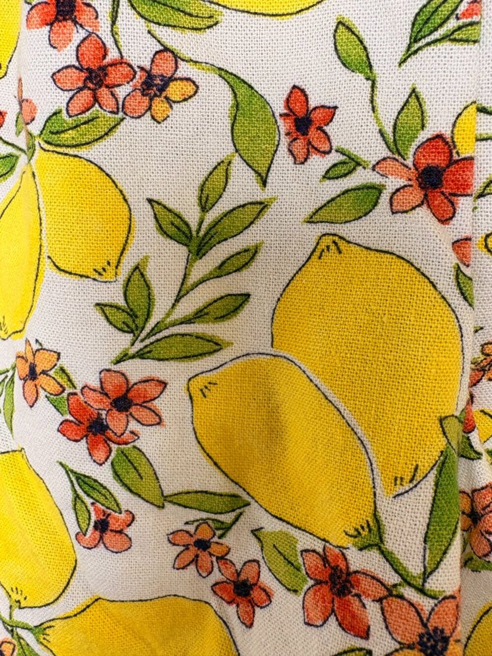 Monteau Los Angeles Yellow Lemon Floral Linen Blend Shorts Cottagecore Small - Picture 3 of 7